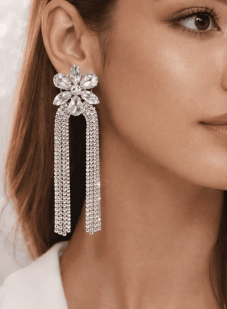 Pendientes flor radiante - Plateado