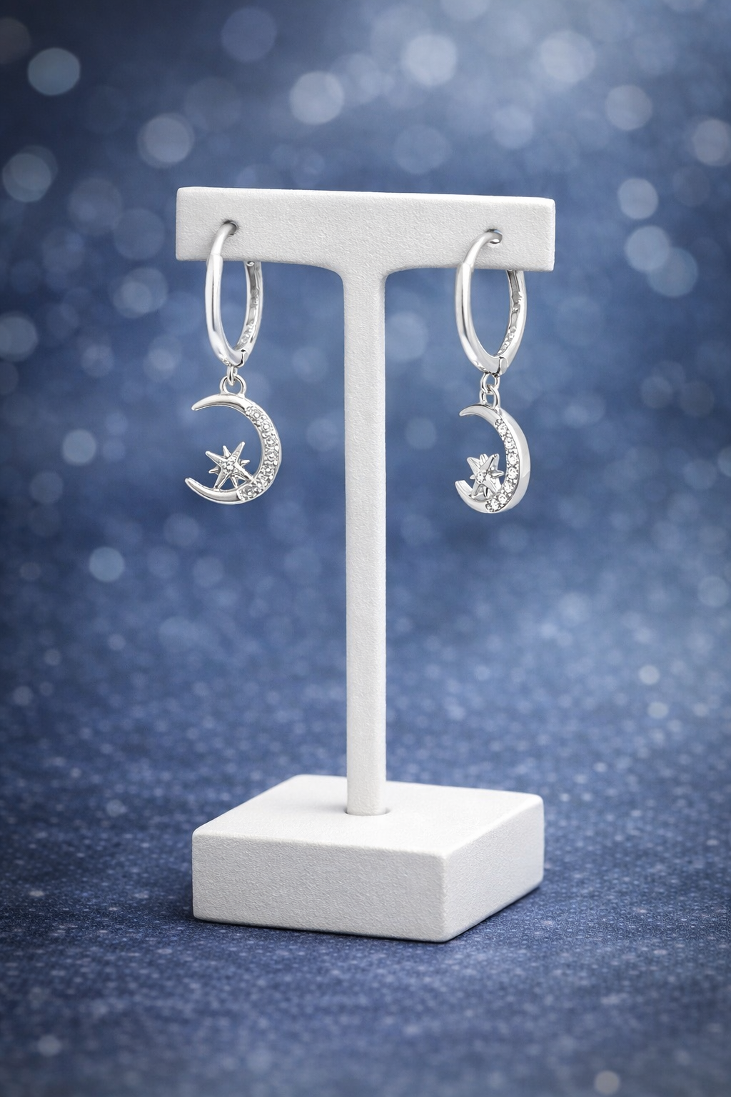 Pendientes luna serena - plateado