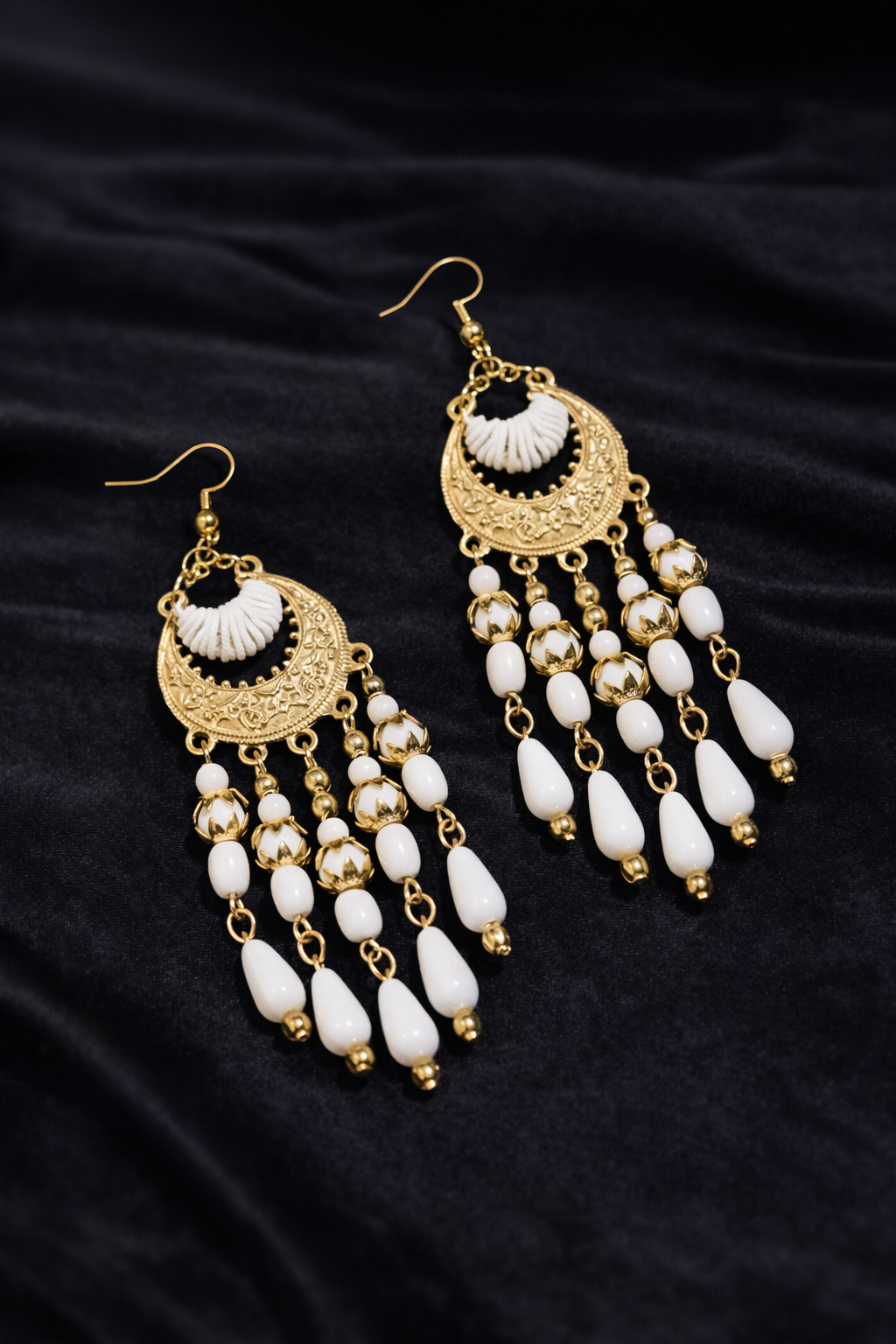 Pendientes luna tribal - blanco