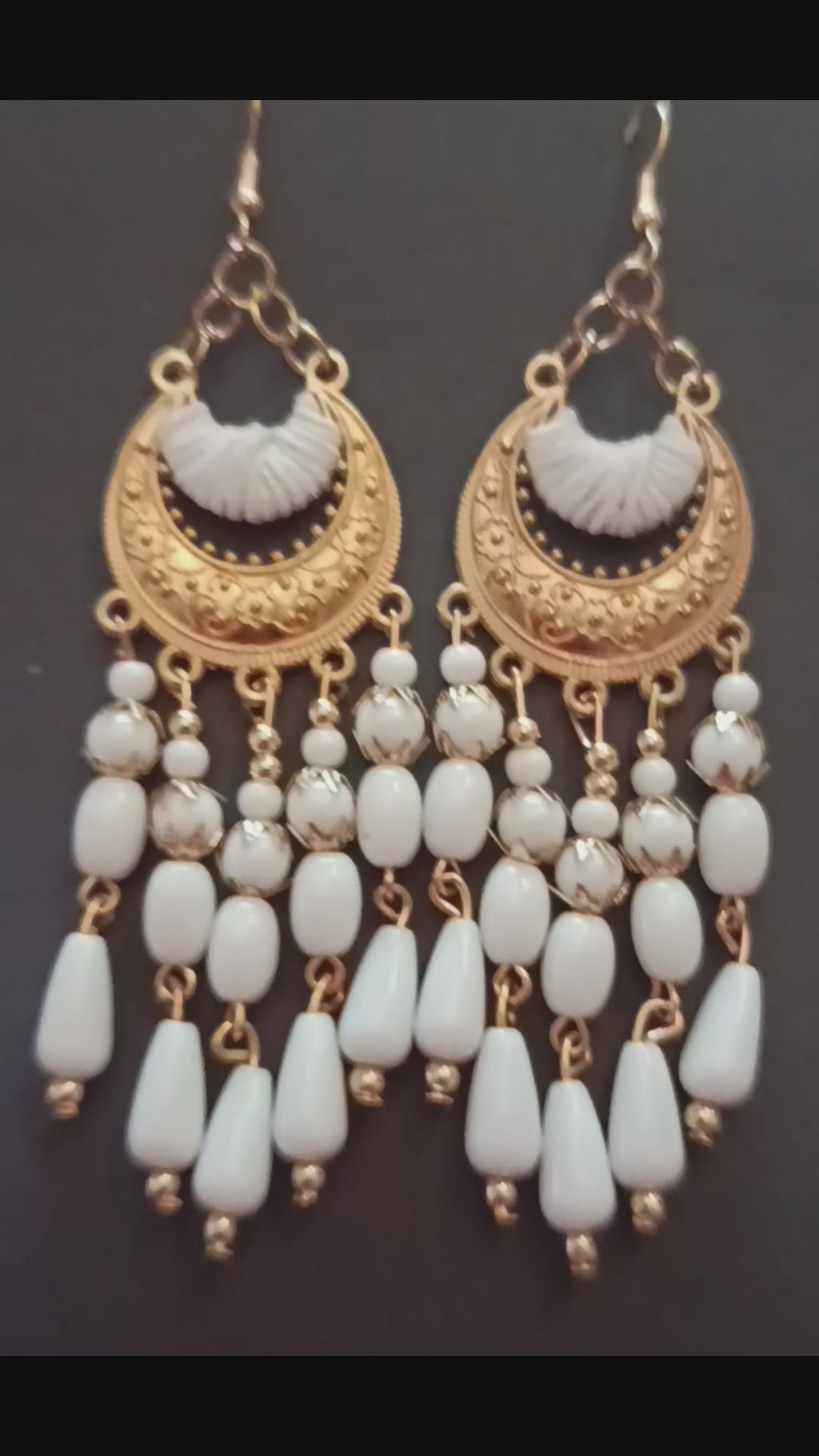 Pendientes luna tribal - blanco