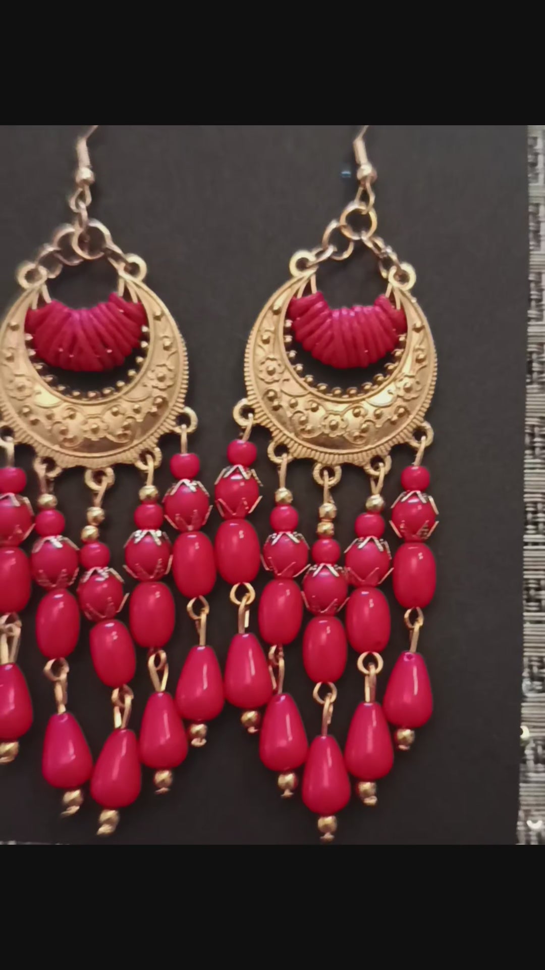 Pendientes luna tribal - rojo