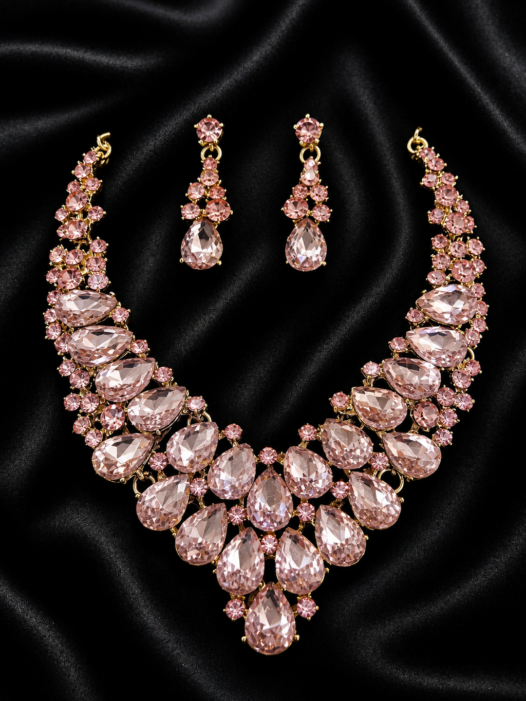 Conjunto lágrimas reales - rosa