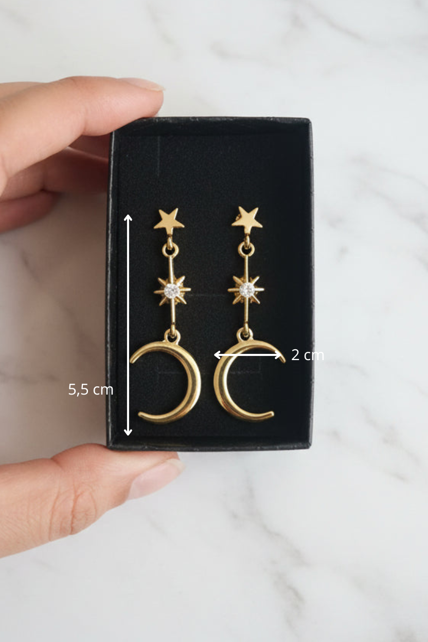 Pendientes luna estrellada